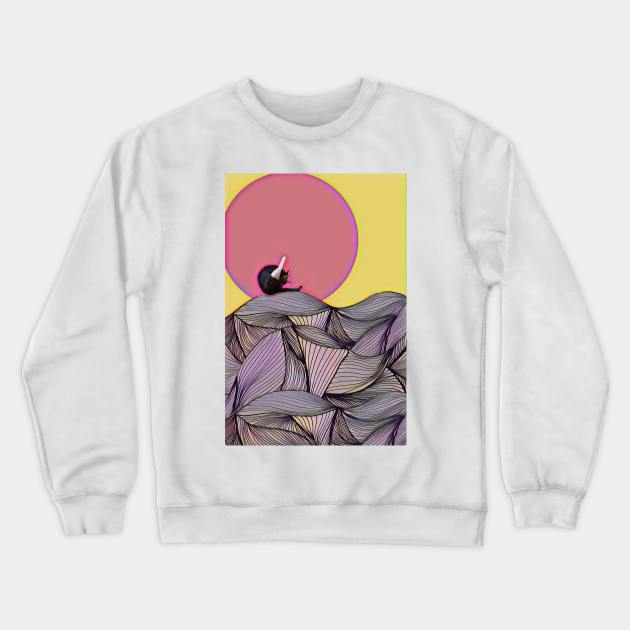 Sunset, Cat and Balls Crewneck Sweatshirt by PoppyCupcake